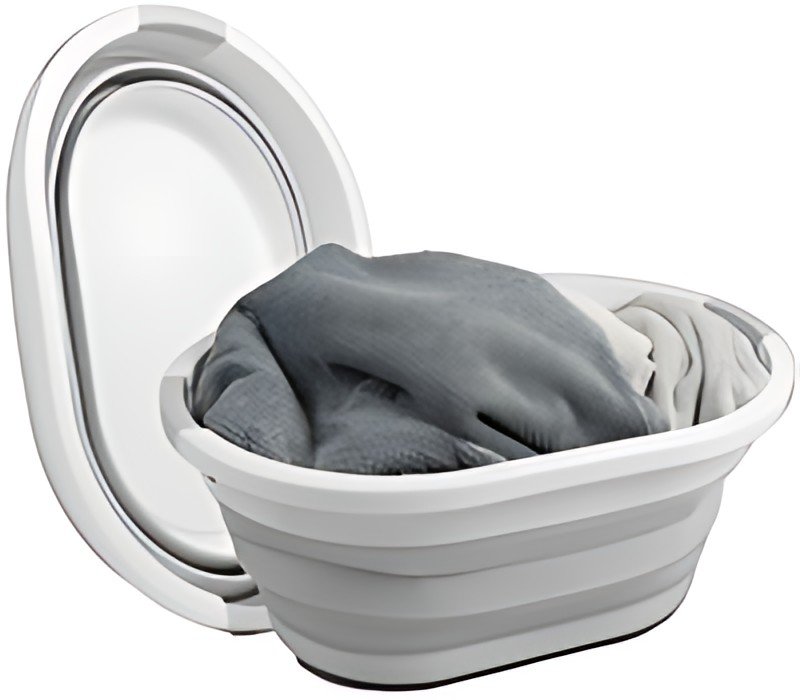Linden Berg Corbeille à linge, pliable, gris/blanc