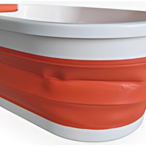 Linden Berg Corbeille à linge, pliable, orange/blanc