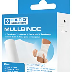 HARO Bande de gaze élastique, blanc, 60 mm x 4,0 m, set de 2