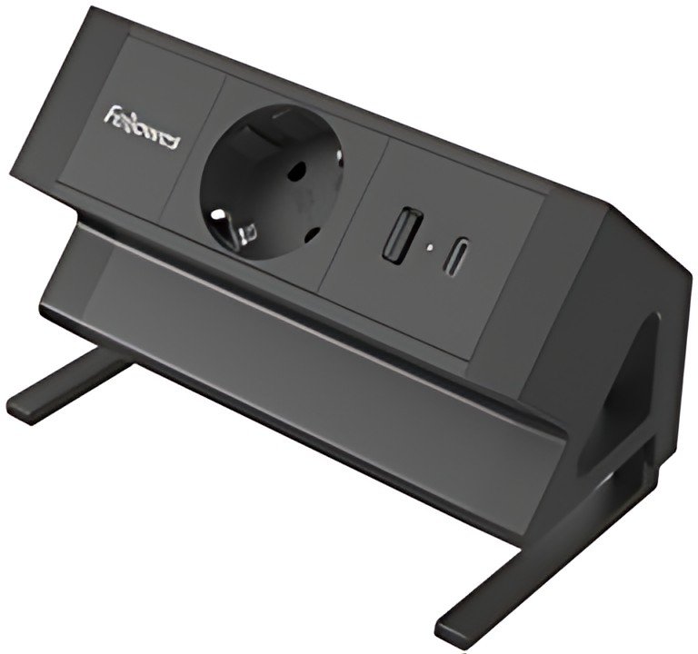 Fellowes multiprise de table Power Desk, type F, noir