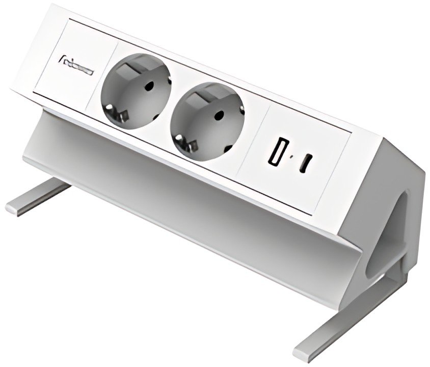 Fellowes multiprise de table Power Desk 2, type F, blanc