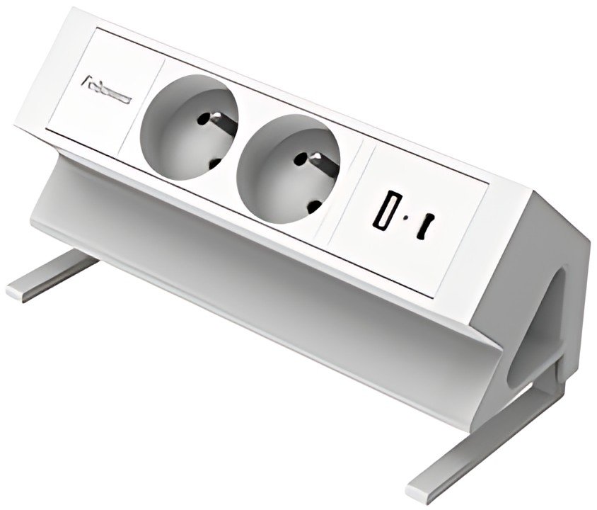 Fellowes Multiprise de table Power Desk 2, type E, blanc