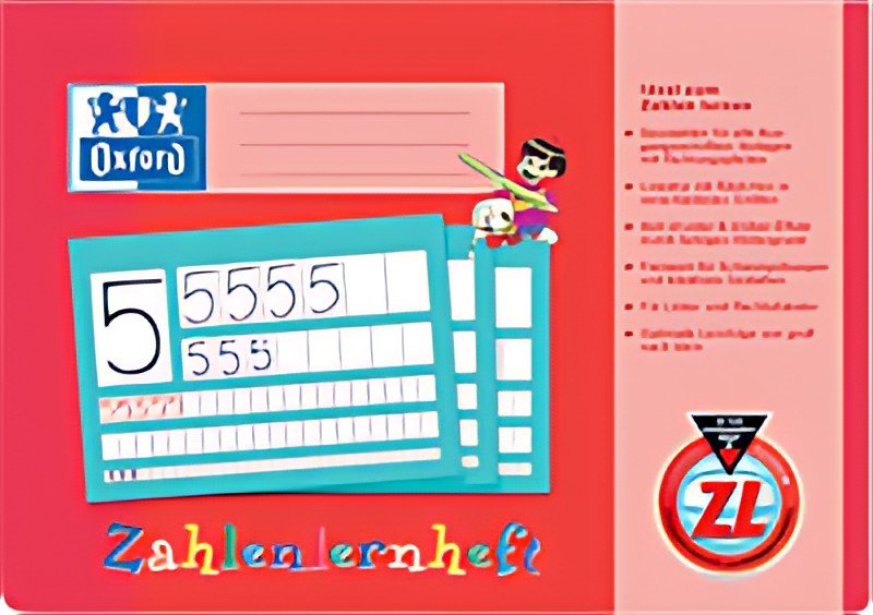 Livret d'apprentissage des chiffres Oxford, DIN A4 paysage, règle : ZL