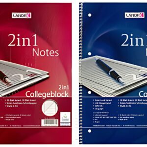 LANDRÉ Collegeblock "2 en 1" format A4, 2 linéatures,