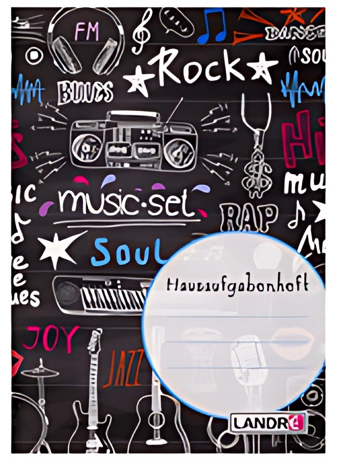 LANDRÉ Hausaufgabenheft, DIN A5, 48 Blatt, Musik-Motiv