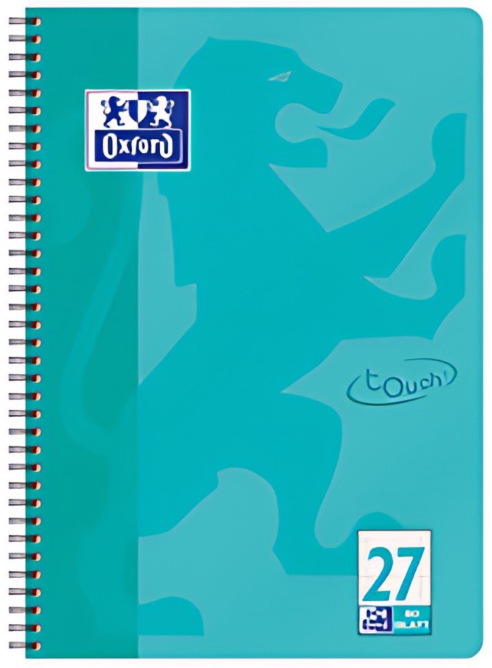 Oxford cahier Touch, A4+, ligné, 160 pages, bleu aqua
