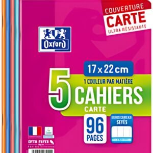 Oxford Cahier piqûre, 170 x 220 mm, seyès, 96 pages,lot de 5