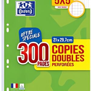 Oxford Copies doubles perforées, A4, quadrillé, avec marge