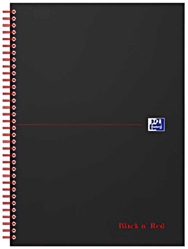 Oxford Cahier à spirale Black n' Red, A5, quadrillé, carton