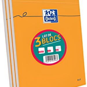 Oxford Bloc-notes, A4, quadrillé, 80 feuilles, lot de 3