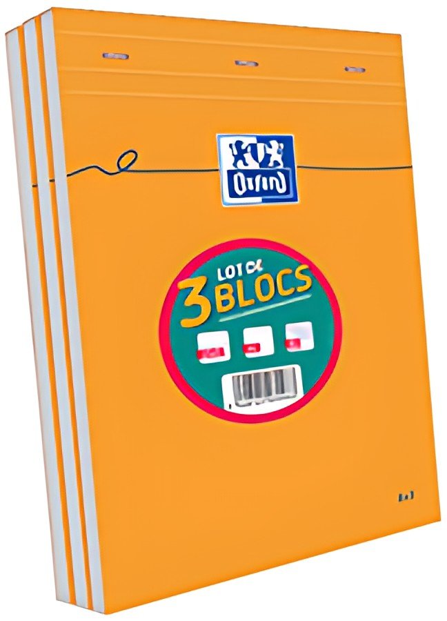 Oxford Bloc-notes, A4, quadrillé, 80 feuilles, lot de 3