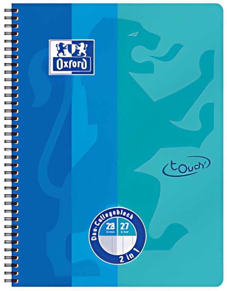 Oxford Cahier DUO Touch, A4+, 160 pages, bleu mer/aqua