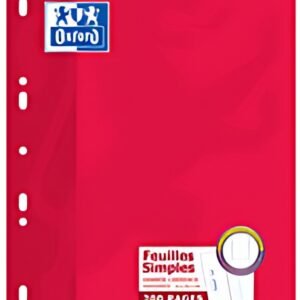 Oxford Feuilles simples perforées, A4, quadrillé 5x5 margé