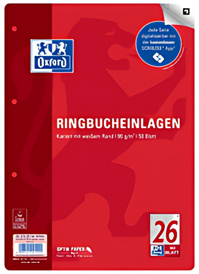 Oxford Feuillets pour classeur, A4, quadrillé, 100 feuilles
