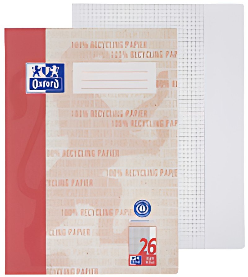 Cahier Oxford "Recycling", DIN A4, règle 26 / carré