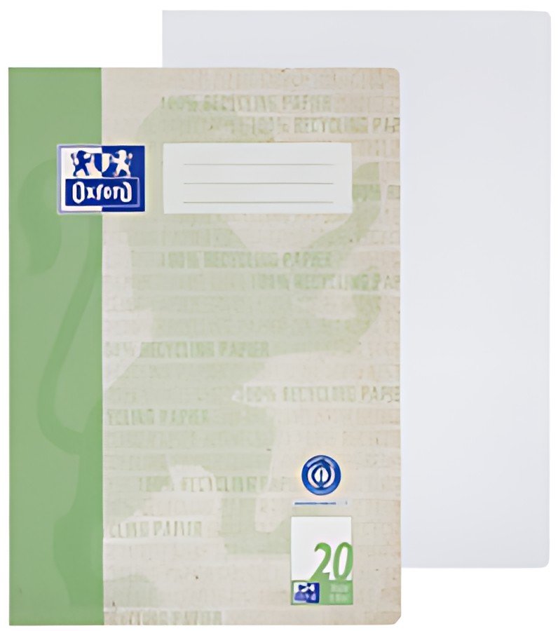 Cahier Oxford "Recycling", DIN A4, 16 feuilles, règle 20