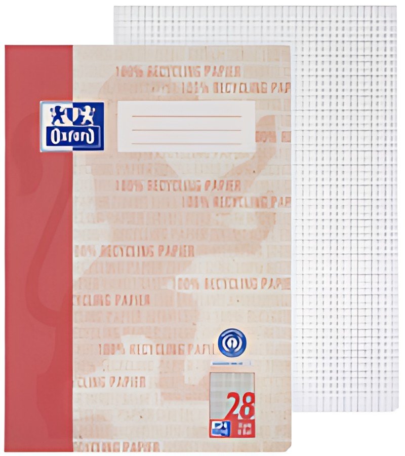 Cahier Oxford "Recycling", DIN A4, 16 feuilles, règle 28