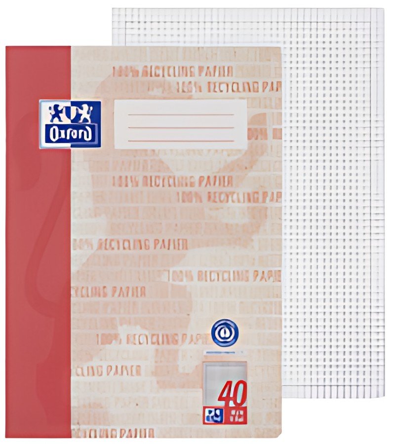 Cahier Oxford "Recycling", DIN A4, 16 feuilles, règle 40