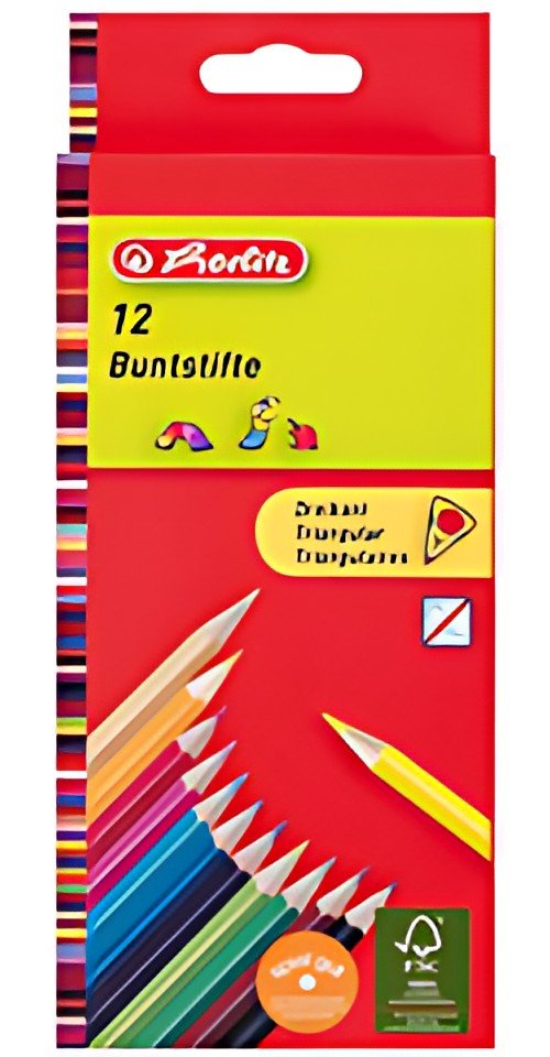 herlitz Crayons de couleur triangulaires, étui carton de 6