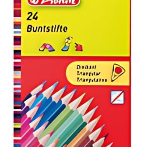 herlitz Crayons de couleur triangulaires, étui carton de 24