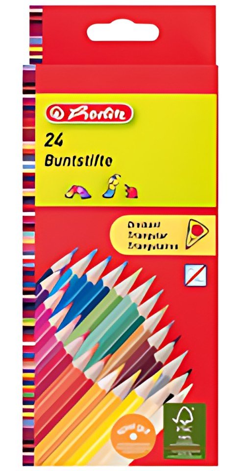 herlitz Crayons de couleur triangulaires, étui carton de 24