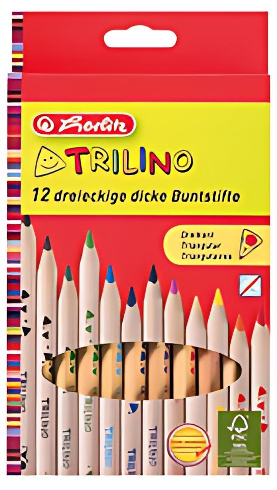 herlitz Crayon de couleur triangulaire Trilino, étui de 12
