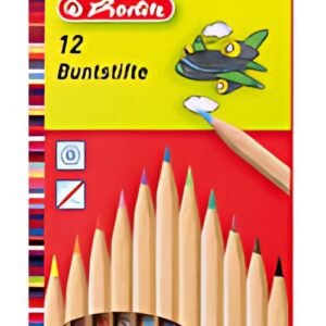 herlitz Crayons de couleur, étui de 12, bois naturel