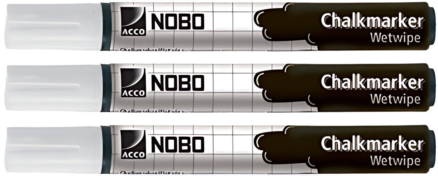 nobo Marqueur craie, nettoyage humidifié, blanc