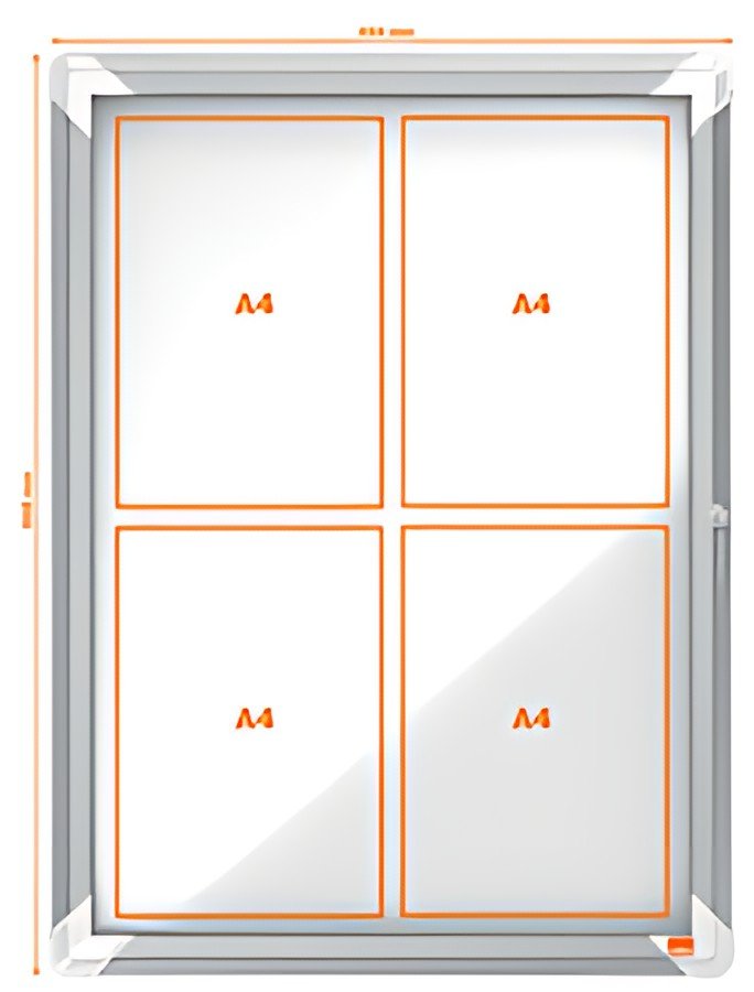 nobo Vitrine d'affichage Premium Plus, fond en métal, 4x A4