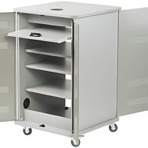 nobo Armoire mobile multimédia en aluminium, 4 plateaux