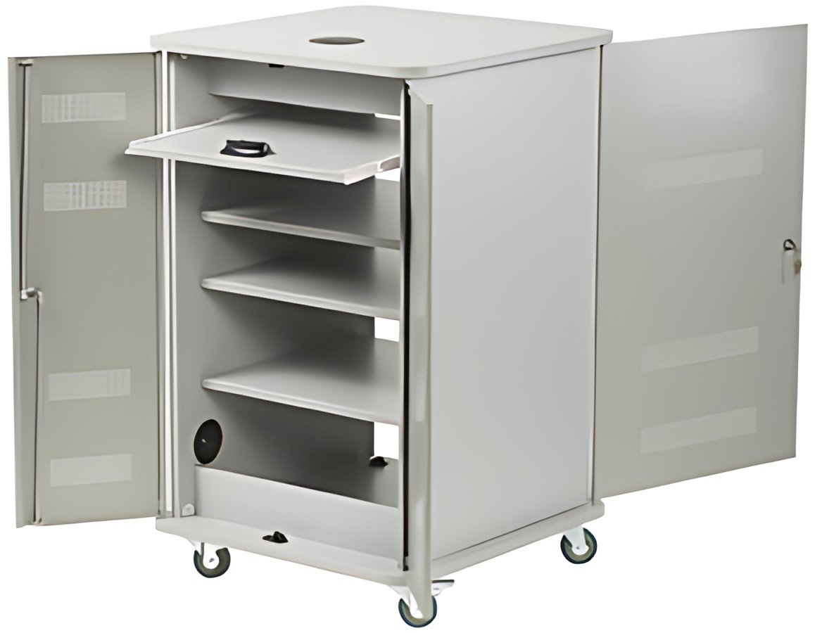 nobo Armoire mobile multimédia en aluminium, 4 plateaux
