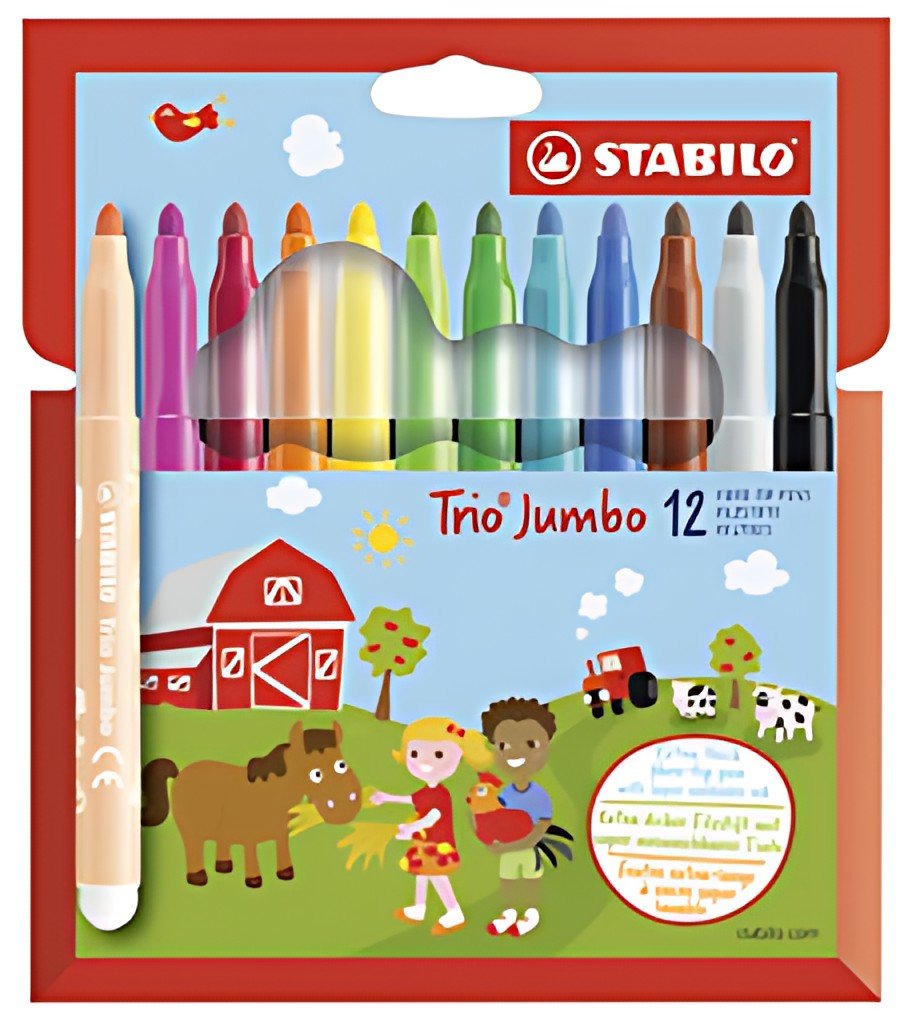 STABILO Feutre Trio Jumbo, étui en carton de 12