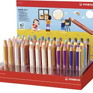 STABILO Crayon multi-talents woody 3 en 1, présentoir de 48