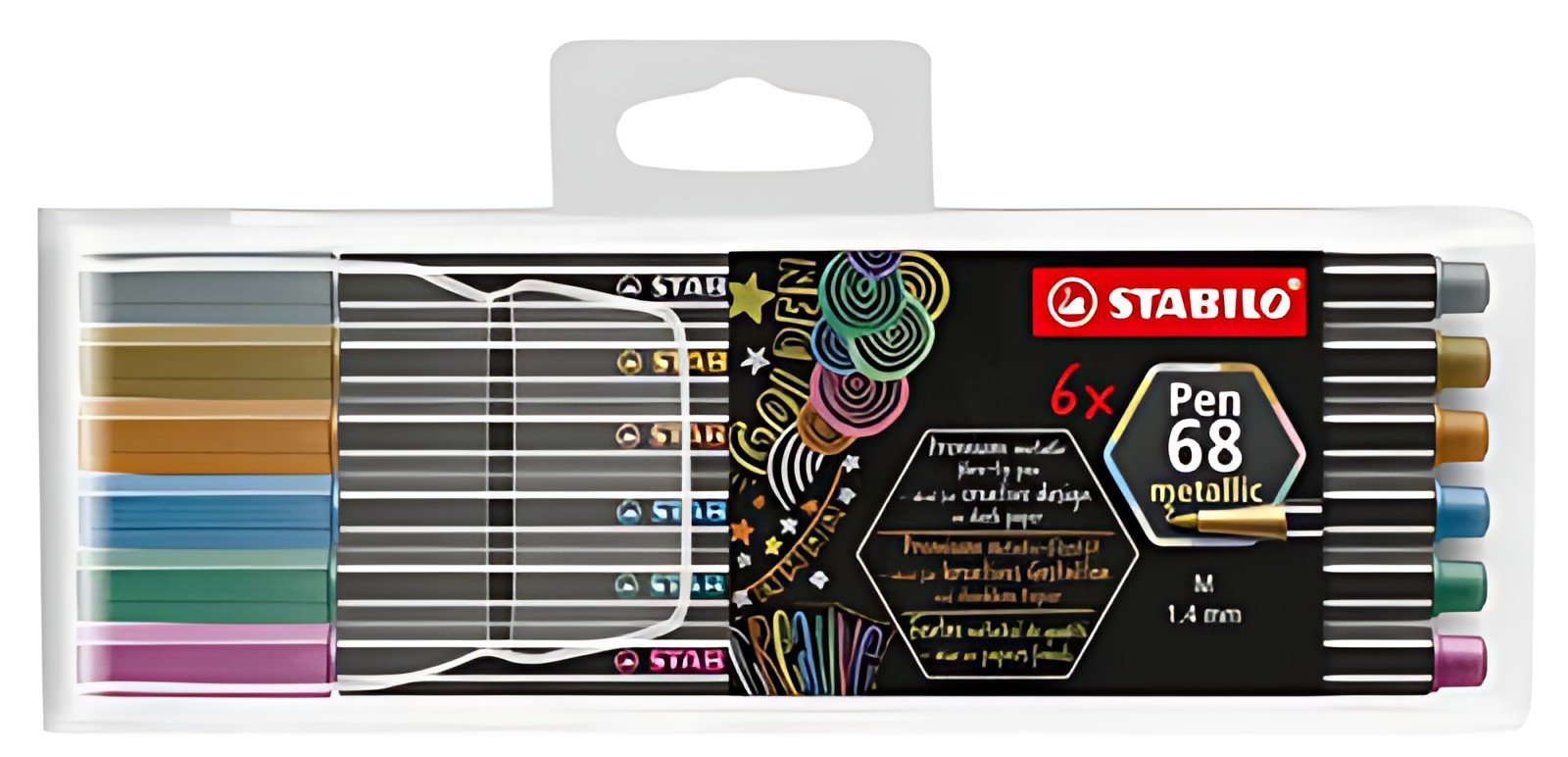 STABILO Feutre Pen 68 metallic, étui en plastique de 6