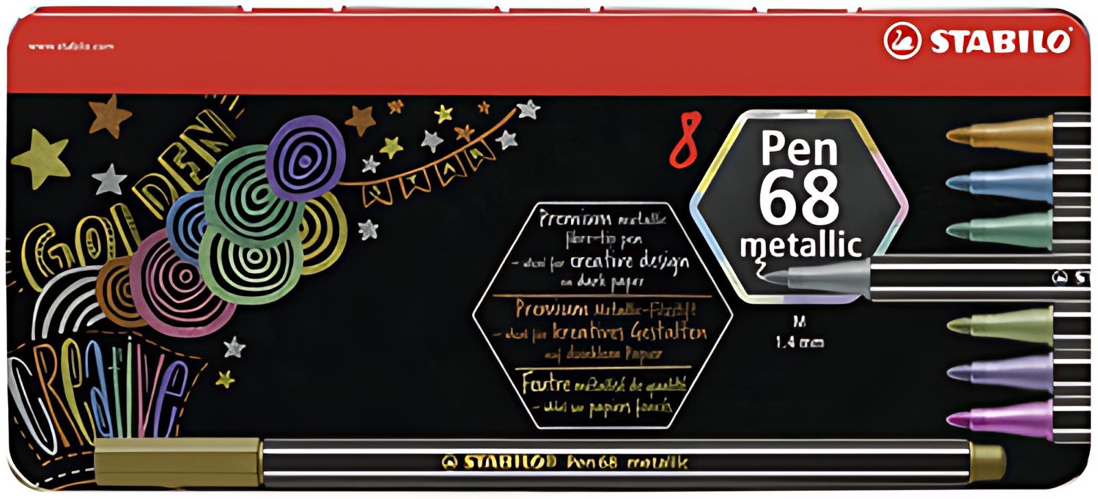 STABILO Feutre Pen 68 metallic, étui en métal de 8