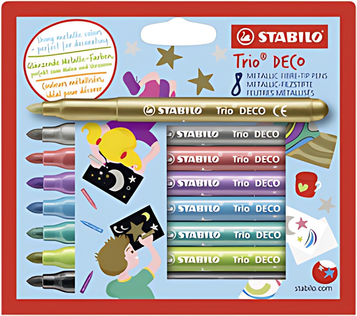 STABILO Feutre de coloriage Trio Deco, étui en carton de 8