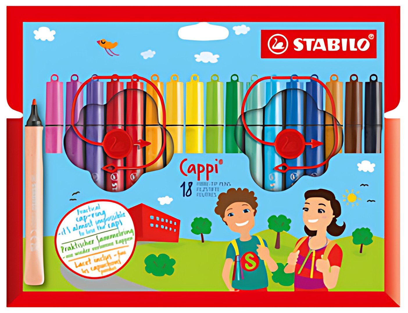 STABILO Feutre Cappi, étui en carton de 18