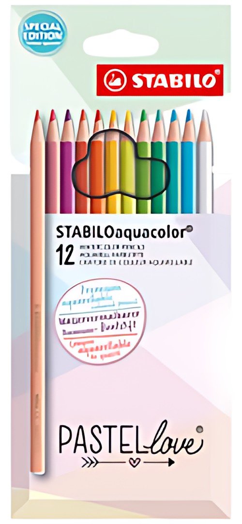 STABILO Crayon de couleur aquacolor Pastellove, étui de 12