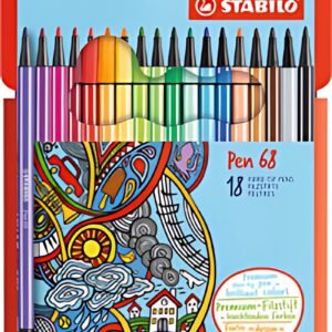 STABILO Feutre Pen 68, étui en carton de 18