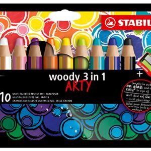 STABILO Crayon multi-talents woody 3en1, étui de 10 ARTY