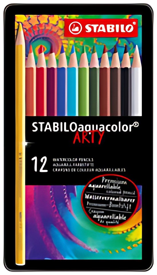 STABILO Crayon de couleur aquacolor "ARTY", étui métallique