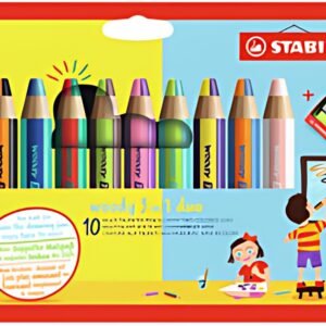 STABILO Crayon multi-talents woody 3 en 1 duo, étui de 10