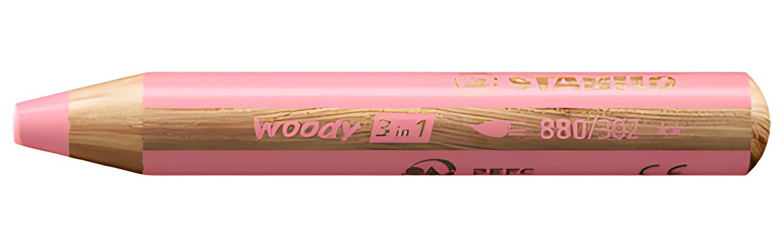 STABILO Crayon multi-talents woody 3en1, rond, rose pastel