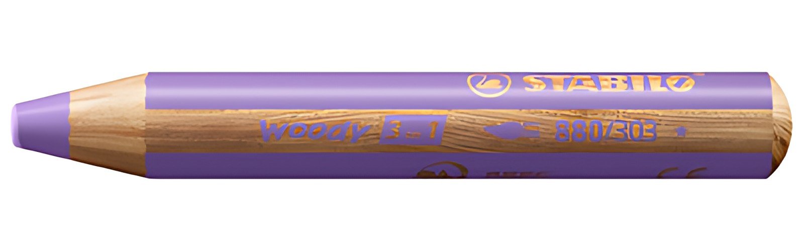 STABILO Crayon multi-talents woody 3en1, rond, mauve pastel