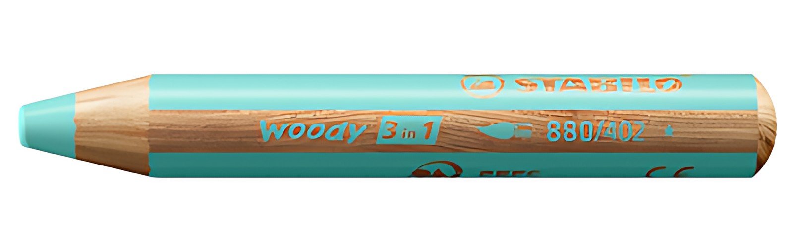 STABILO Crayon multi-talents woody 3en1, rond, bleu pastel