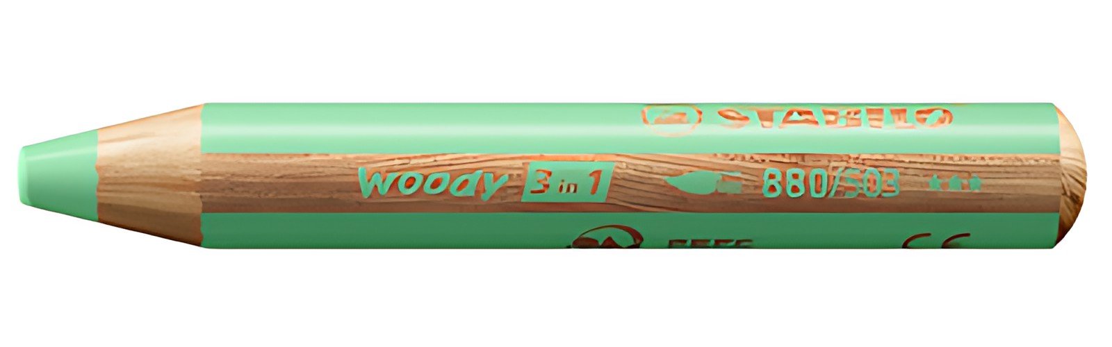 STABILO Crayon multi-talents woody 3en1, rond, vert pastel