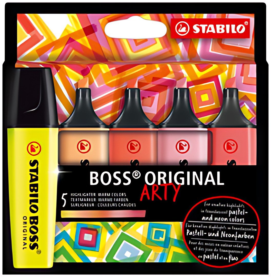 STABILO Surligneur BOSS ORIGINAL, étui carton ARTY de 5