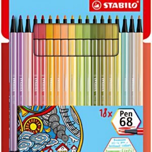 STABILO Feutre de coloriage Pen 68, étui carton de 18