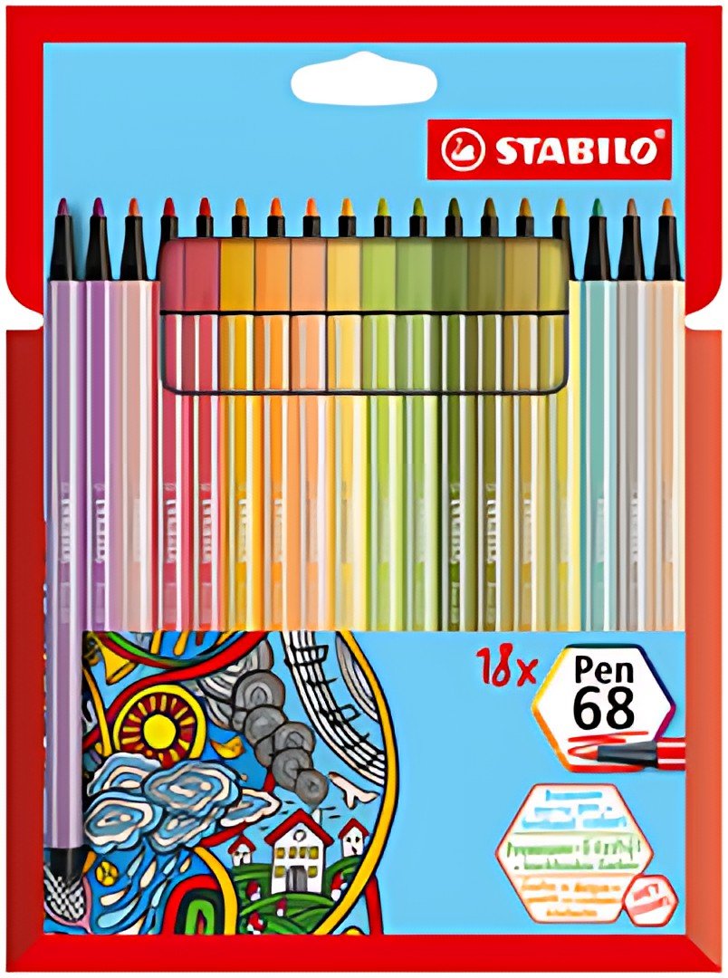 STABILO Feutre de coloriage Pen 68, étui carton de 18