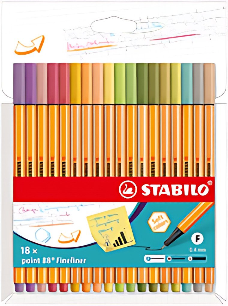 STABILO Feutre à pointe fine point 88, étui carton de 18